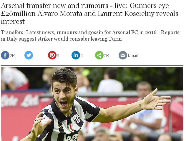 英超豪门阿森纳对尤文图斯前锋莫拉塔产生兴趣,而在皇马遭遇转会禁令