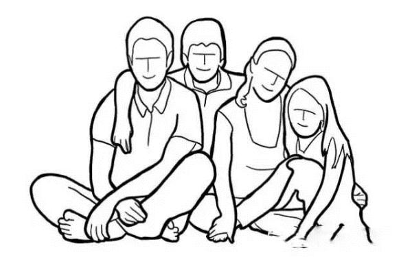 17   一家人在户外合照,席地而坐,注意拍摄时保持视线水平.